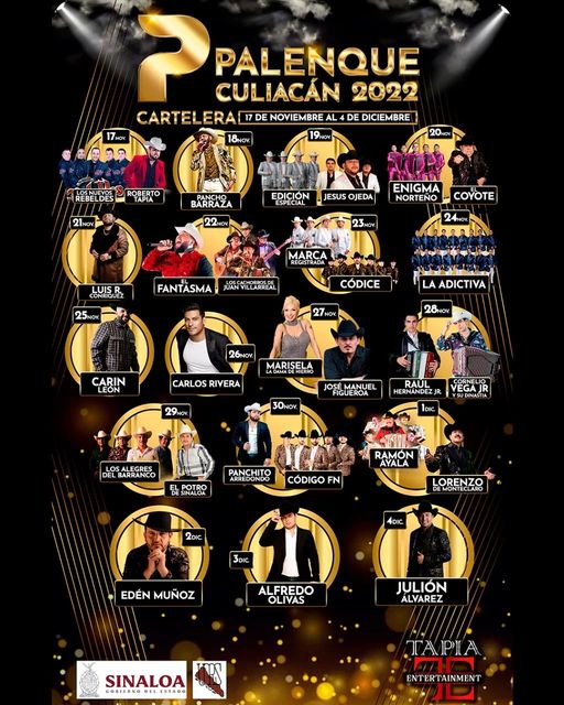 ¡cartelera Oficial Regresa El Palenque Culiacán 2022 Reporte18 