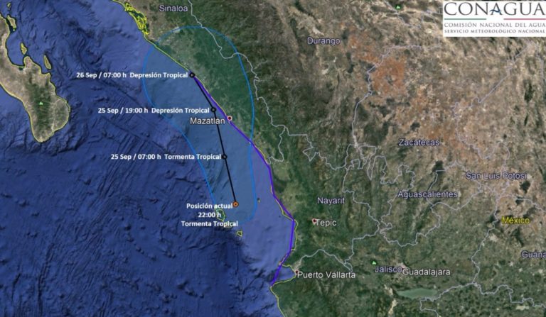Se dirige tormenta ‘Pilar’ al centro-sur de Sinaloa; emiten doble alerta