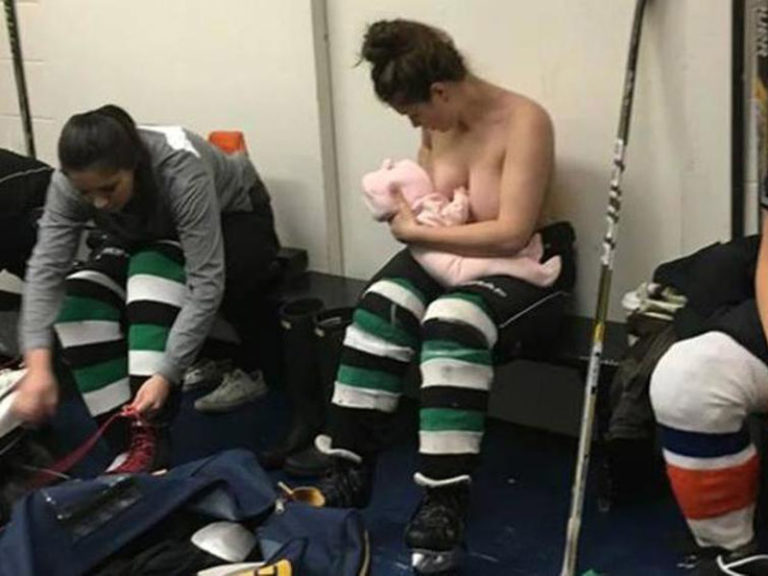 Se viraliza imagen de jugadora que amamanta a su hijo en el medio tiempo