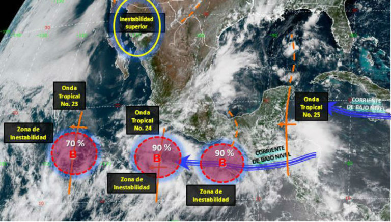 Se fortalecen tres potenciales ciclones en el Pacífico