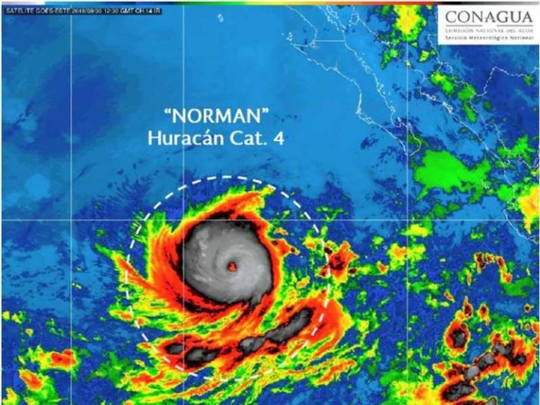 Toma fuerza el huracán Norman en el Pacífico; es categoría 4