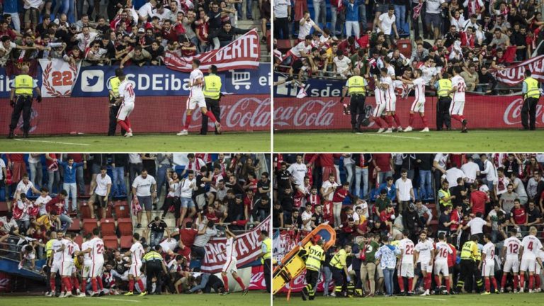 Cae valla en el estadio del Eibar tras gol del Sevilla
