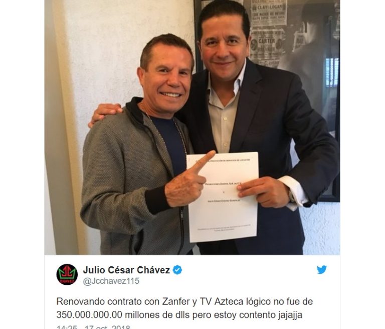 Julio César Chávez bromea con contrato millonario de ‘Canelo’