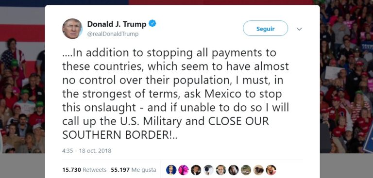 Trump amenaza cerrar frontera sur con México para detener caravana migrante