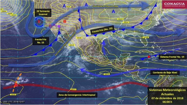 Frente frío 15, 16 y la segunda tormenta invernal causarán estragos en el país