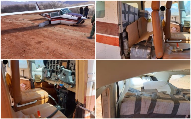 Aseguran avioneta con 280 kilos de cocaína en Tamazula, Durango