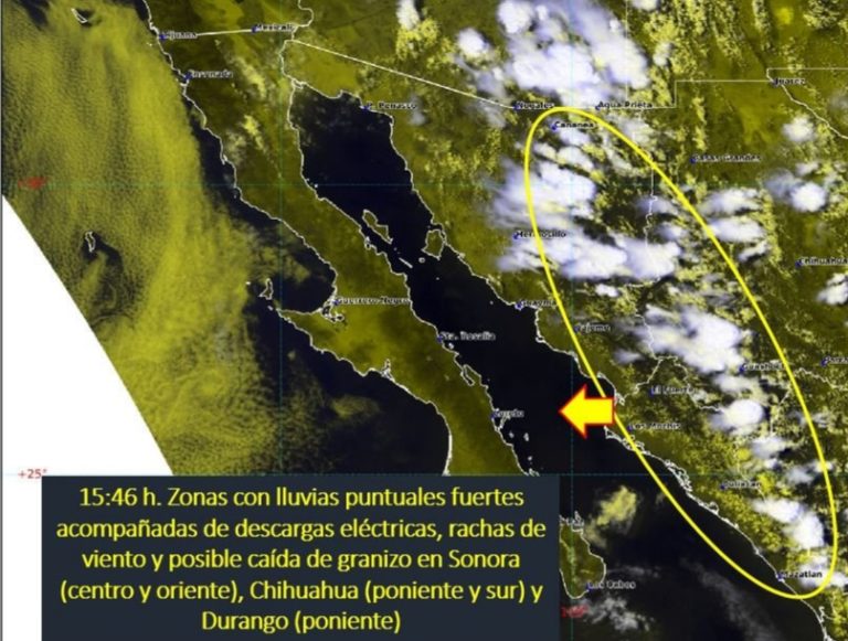 Advierten lluvias con actividad eléctrica