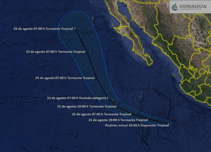 Se forma la depresión tropical 10-E en el Pacífico