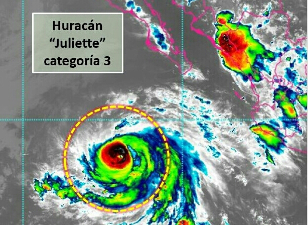 Se intensifica ‘Juliette’ a huracán categoría 3