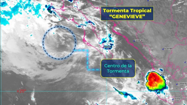 ‘Genevieve’, aún como tormerta tropical, cada vez más débil