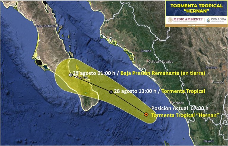 Se degrada ‘Hernán’ a depresión tropical; apunta a BCS