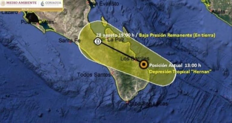 ‘Hernán’ toca tierra en Baja California Sur y se degrada
