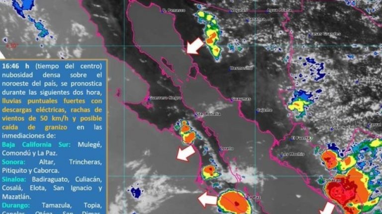 Se aproximan lluvias fuertes en centro y sur de Sinaloa