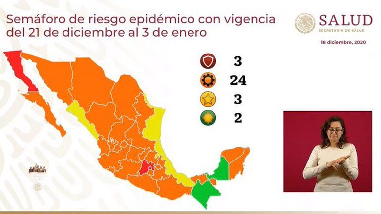 Suman 3 estados en rojo y 24 en naranja
