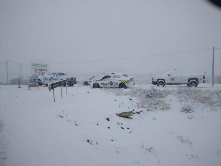 Chihuahua se viste de blanco por nevada