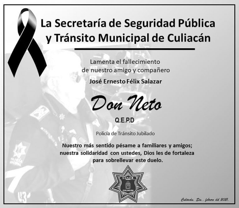 Murió tras 50 años como agente vial en Culiacán