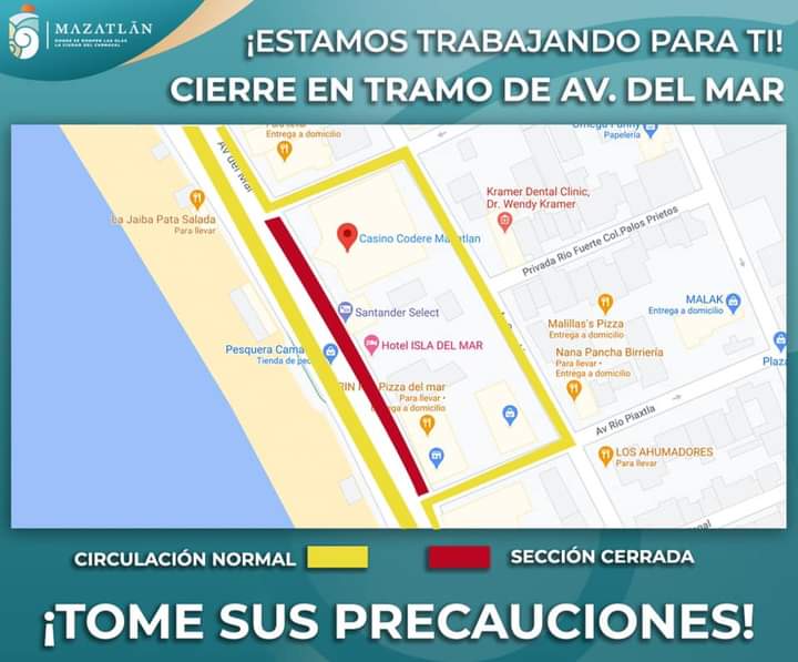 Cierran por obras tramo de la Avenida del Mar