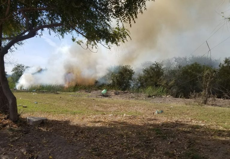 Se incendian pastizales tras quema de basura en Villa Juárez
