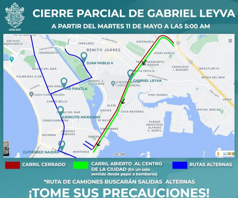 Cerrán por obras tramo de la Gabriel Leyva