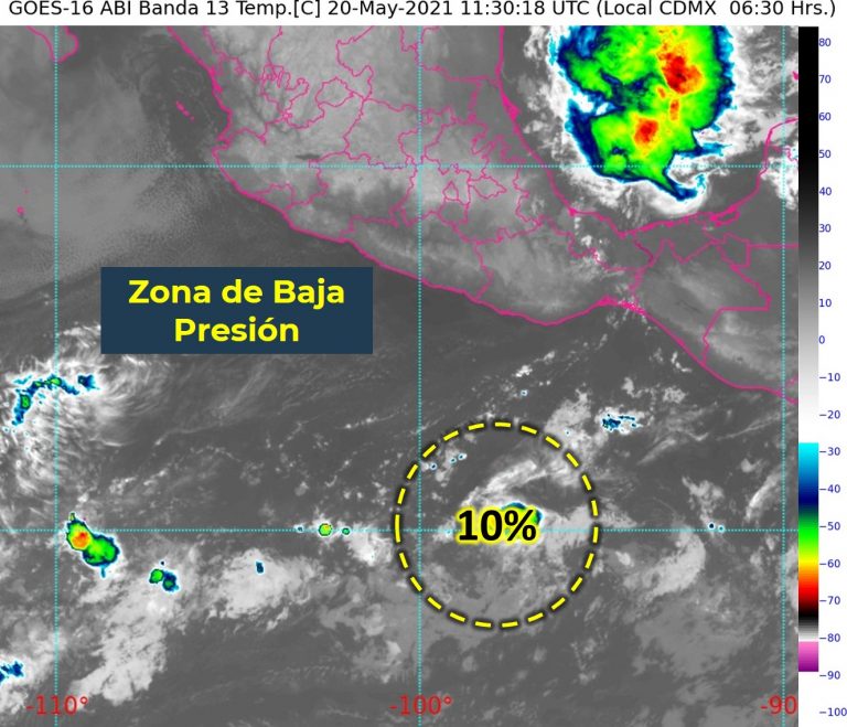 Se mantiene en 10% desarrollo ciclónico en el Pacífico