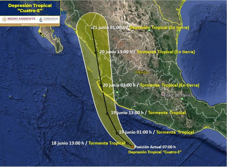 Apunta depresión tropical 4-E a Sinaloa