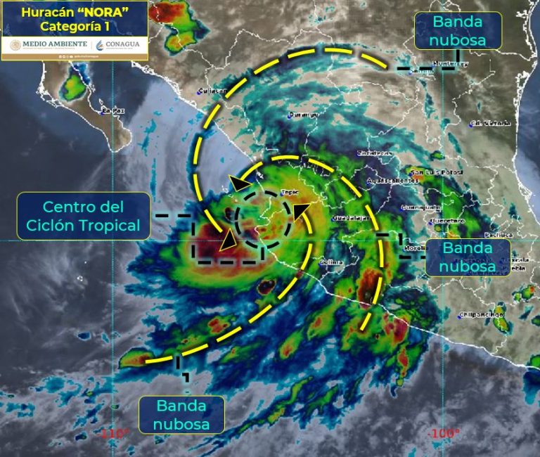 Avanza huracán ‘Nora’ a Nayarit; apunta a Sinaloa