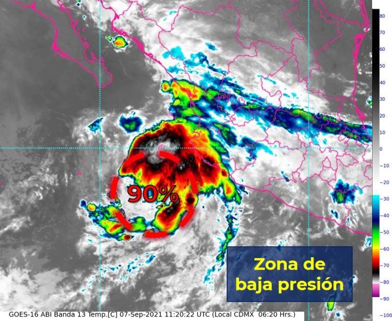 Se fortalece al 90% potencial ciclón al sur de Nayarit
