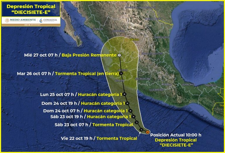 Se forma en el Pacífico la depresión tropical 17-E