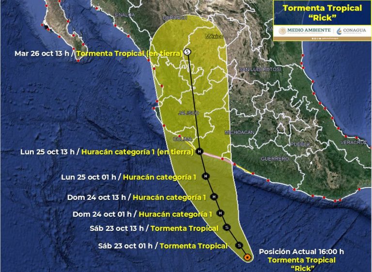 Se forma la tormenta tropical ‘Rick’ al sur de Guerrero