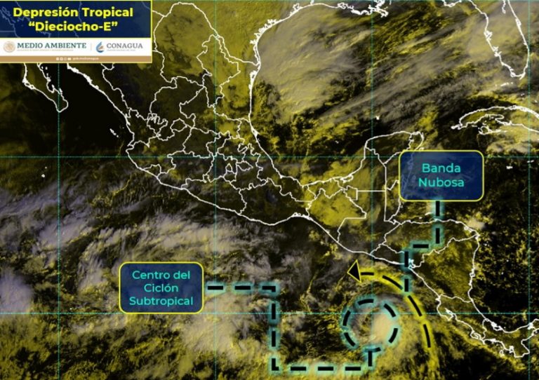 Se forma la depresión tropical 18-E en el Pacífico