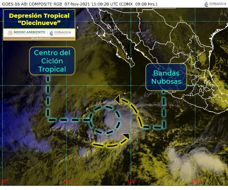 Se forma otra depresión tropical, la 19-E en el Pacífico