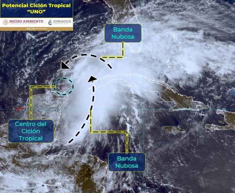 Potencial ciclón al noreste de Yucatán