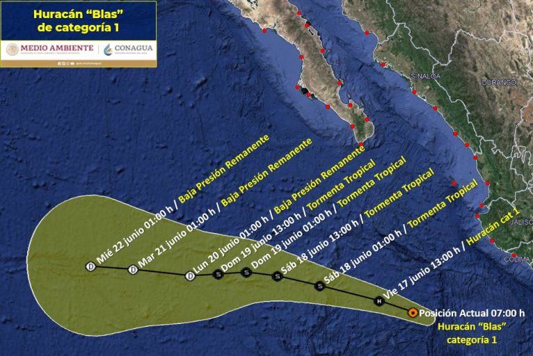 Huracán Blas al suroeste de Jalisco y Colima
