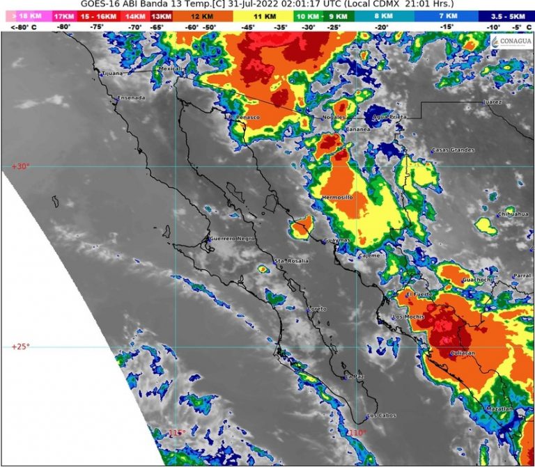Cubre nubosidad 90% de Sinaloa; estiman muy fuertes lluvias