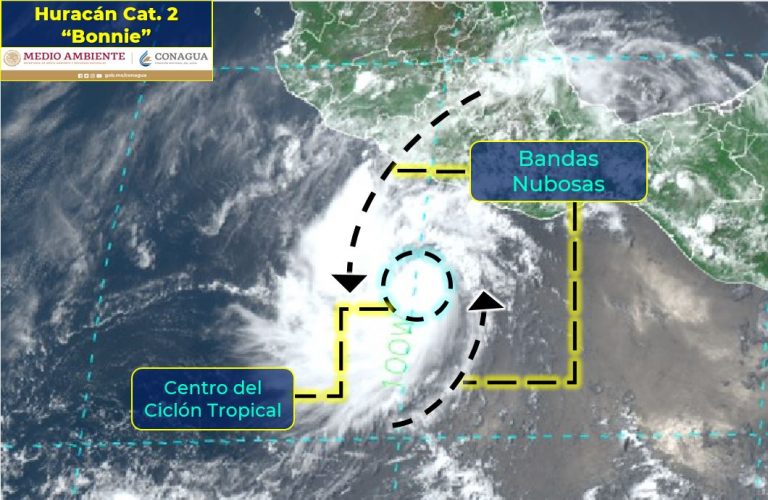 Se intensifica Bonnie a huracán categoría 2