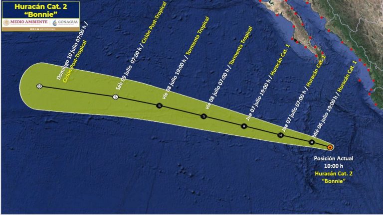 Se debilita huracán Bonnie y aleja de costas mexicanas
