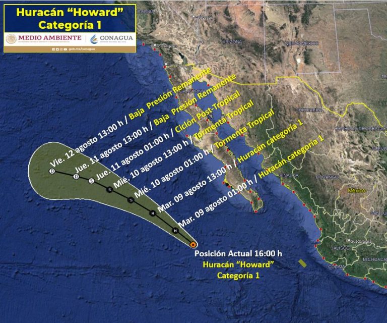 Howard ahora es huracán categoría 1 frente a BCS