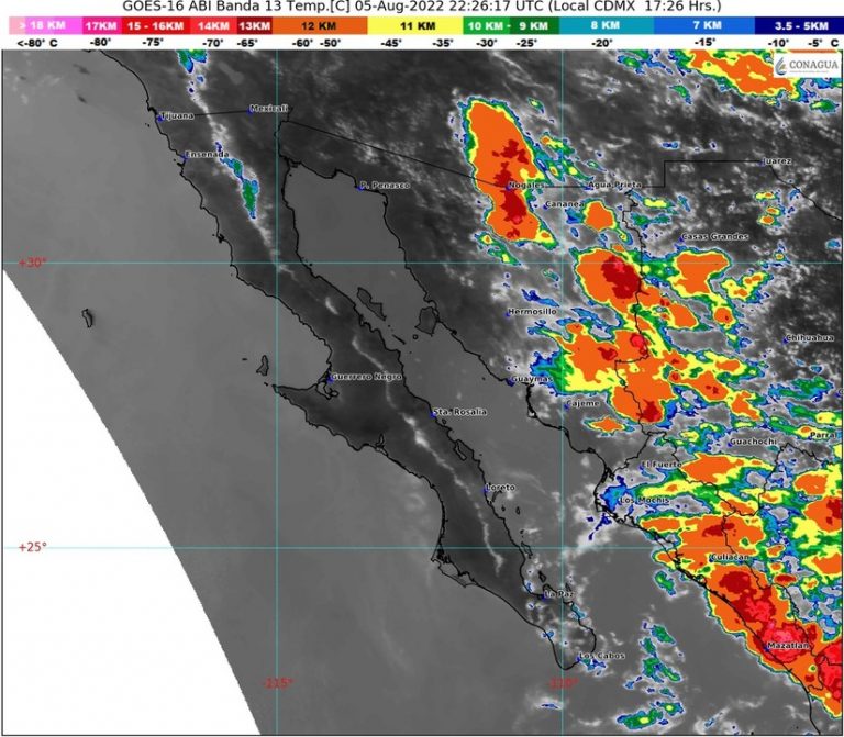 Potencial de lluvias en municipios del centro y sur