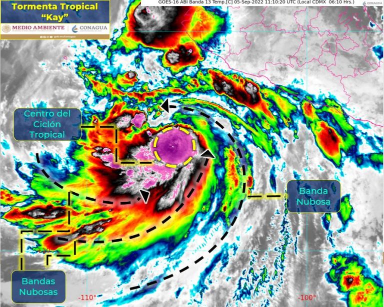 Azota tormenta Kay con lluvias torrenciales y fuertes a 13 estados