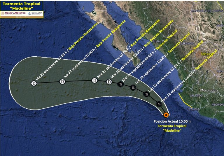 Se desplaza Madeline cerca de las costas de Jalisco