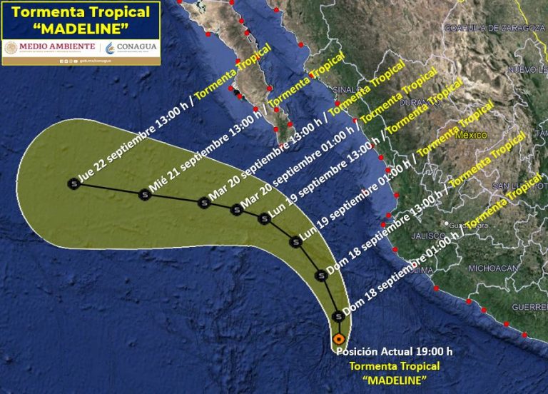 Tormenta Madeline frente a las costas de Colima