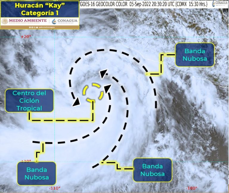 Aumenta Kay fuerza a huracán categoría 1