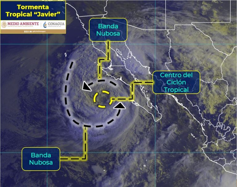 Tormenta Javier al oeste de BCS