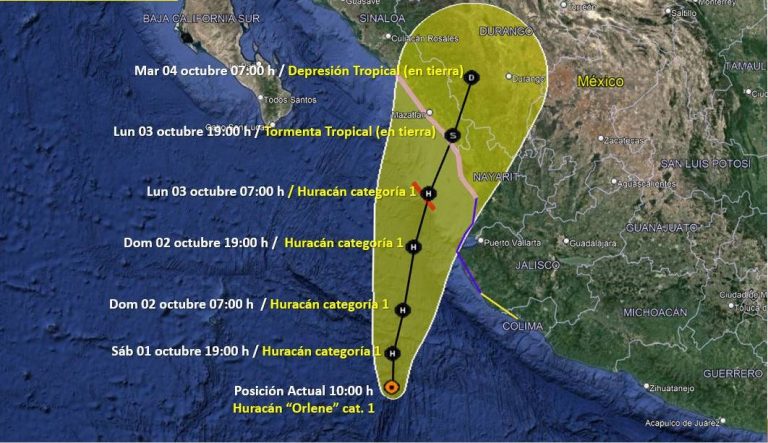 Apunta el ahora huracán Orlene a Escuinapa