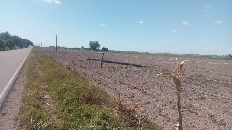 Reportan poste de CFE de alta tensión caído en San Pedro