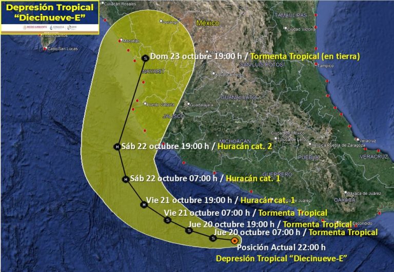 Se forma la depresión tropical 19-E; apunta a Nayarit