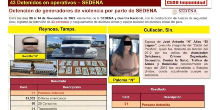 Arrestan en Culiacán a esposa de ‘El Jaguar’