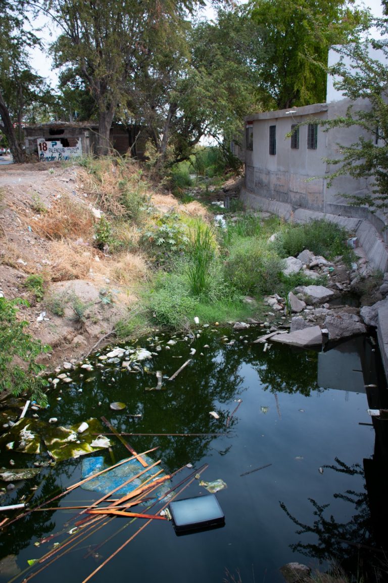 Canales en Culiacán, llenos de maleza, basura, tierra y escombro