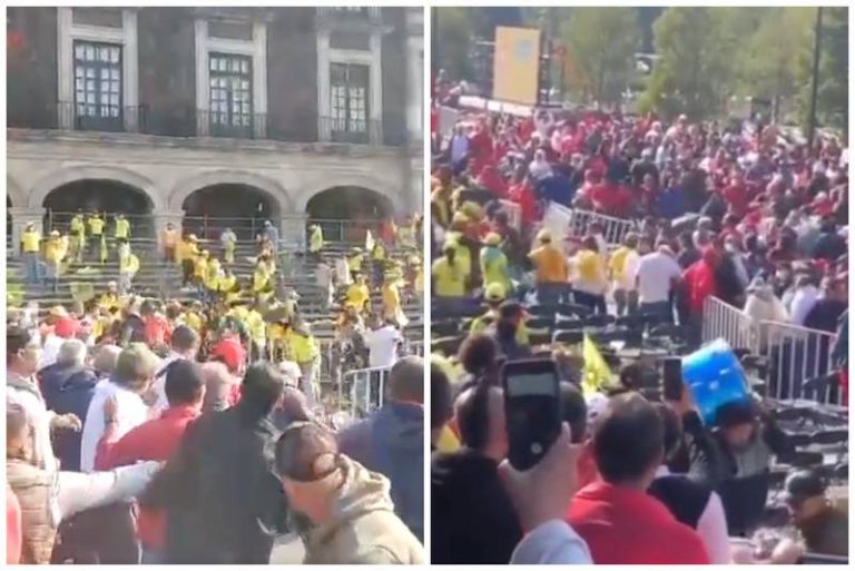 Con pelea a ‘sillazos’, simpatizantes del PRI y PRD revientan mitin de campaña en el Edomex