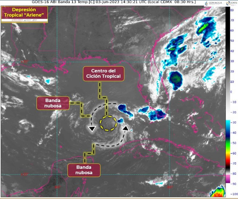Se degradaría este sábado depresión tropical Arlene